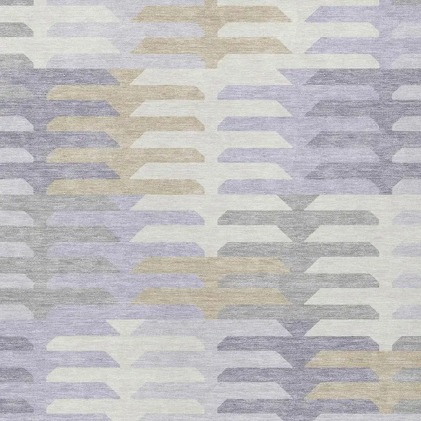 Lavender Silver And Gray Geometric Washable Indoor Outdoor Area Rug Photo 6