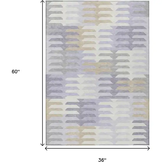 Lavender Silver And Gray Geometric Washable Indoor Outdoor Area Rug Photo 3