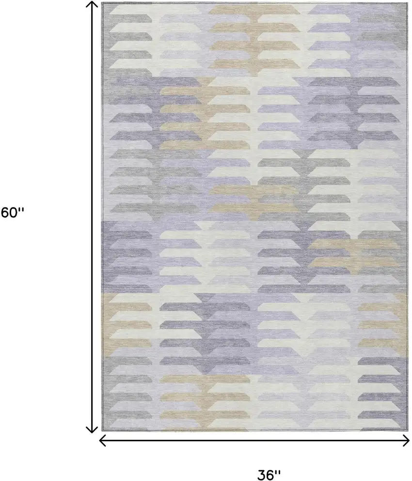 Lavender Silver And Gray Geometric Washable Indoor Outdoor Area Rug Photo 3