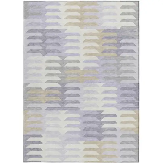 Lavender Silver And Gray Geometric Washable Indoor Outdoor Area Rug Photo 4