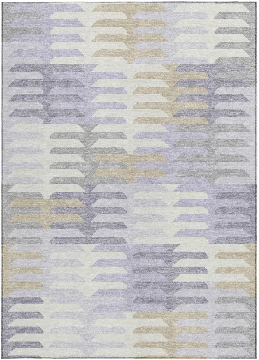 Lavender Silver And Gray Geometric Washable Indoor Outdoor Area Rug Photo 4