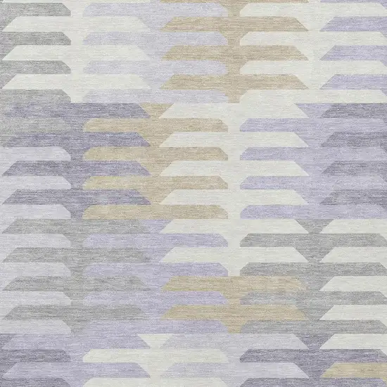 Lavender Silver And Gray Geometric Washable Indoor Outdoor Area Rug Photo 6