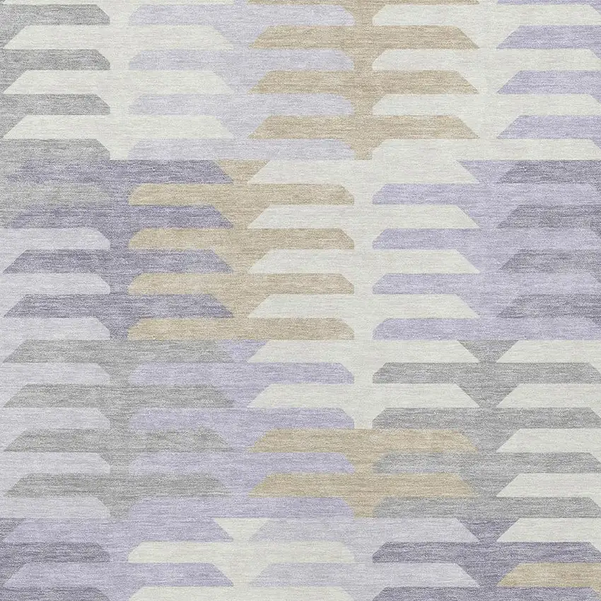 Lavender Silver And Gray Geometric Washable Indoor Outdoor Area Rug Photo 6