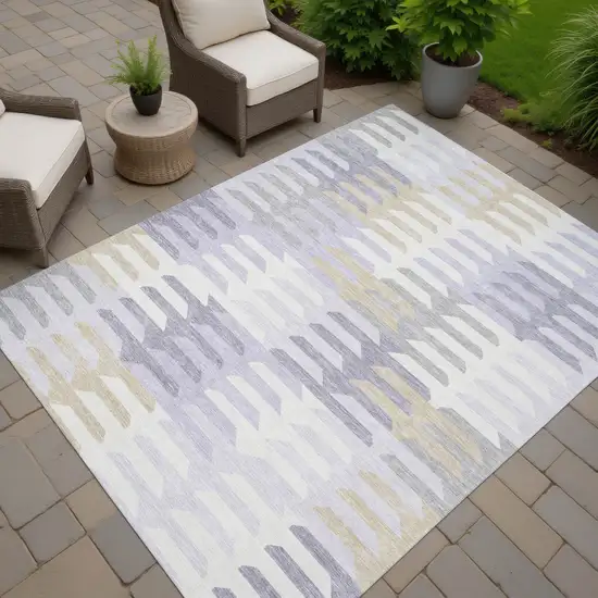 Lavender Silver And Gray Geometric Washable Indoor Outdoor Area Rug Photo 8