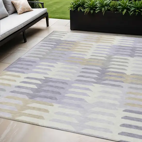 Lavender Silver And Gray Geometric Washable Indoor Outdoor Area Rug Photo 1