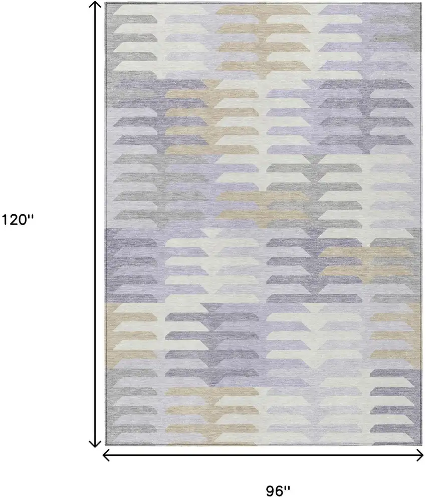 Lavender Silver And Gray Geometric Washable Indoor Outdoor Area Rug Photo 3