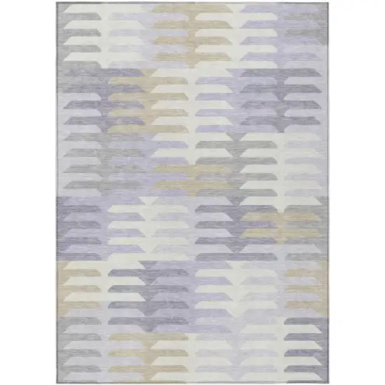Lavender Silver And Gray Geometric Washable Indoor Outdoor Area Rug Photo 2