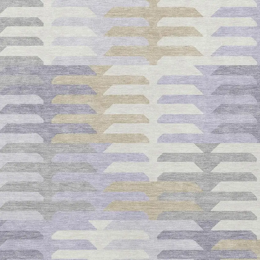 Lavender Silver And Gray Geometric Washable Indoor Outdoor Area Rug Photo 6