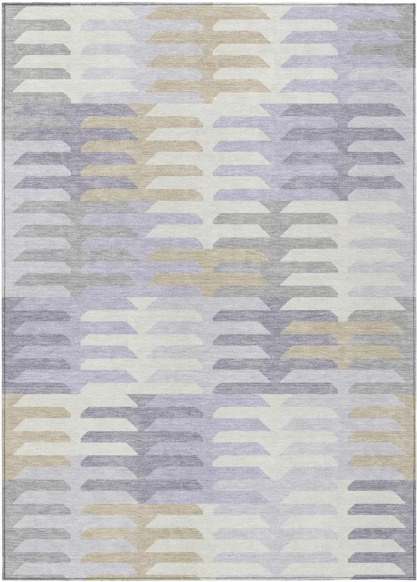 Lavender Silver And Gray Geometric Washable Indoor Outdoor Area Rug Photo 2