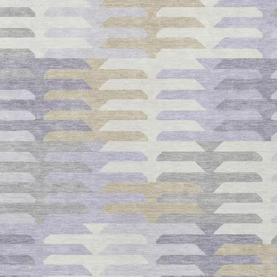 Lavender Silver And Gray Geometric Washable Indoor Outdoor Area Rug Photo 6