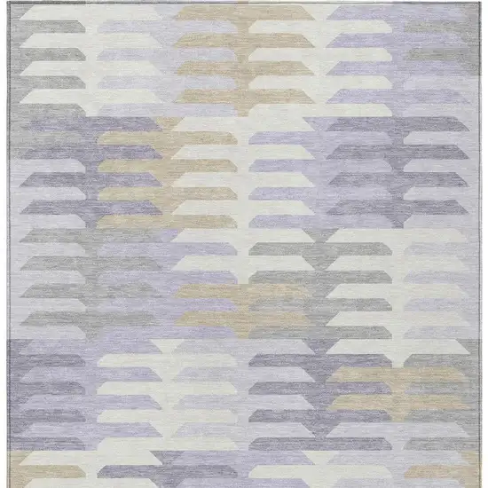 Lavender Silver And Gray Geometric Washable Indoor Outdoor Area Rug Photo 4