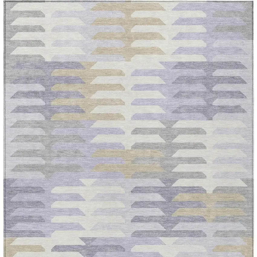 Lavender Silver And Gray Geometric Washable Indoor Outdoor Area Rug Photo 4
