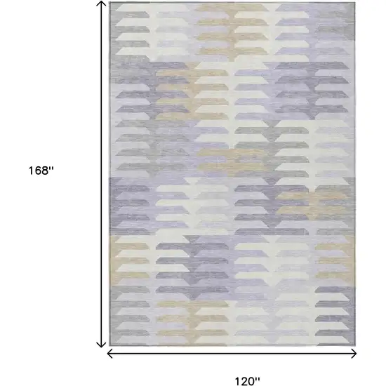Lavender Silver And Gray Geometric Washable Indoor Outdoor Area Rug Photo 3