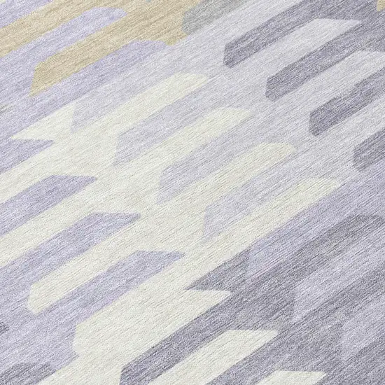 Lavender Silver And Gray Geometric Washable Indoor Outdoor Area Rug Photo 8
