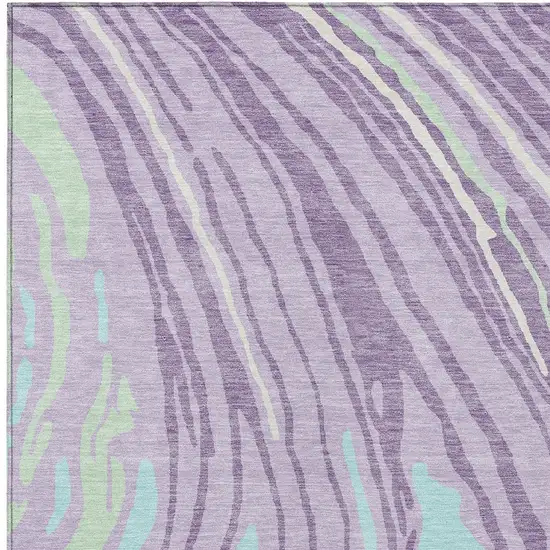 Lavender Sky Blue And Ivory Abstract Washable Indoor Outdoor Area Rug Photo 6