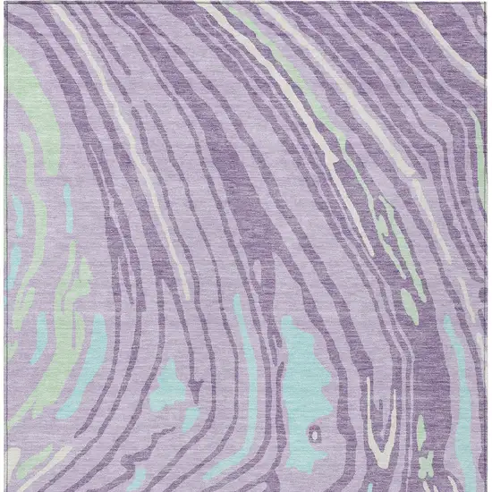 Lavender Sky Blue And Ivory Abstract Washable Indoor Outdoor Area Rug Photo 7