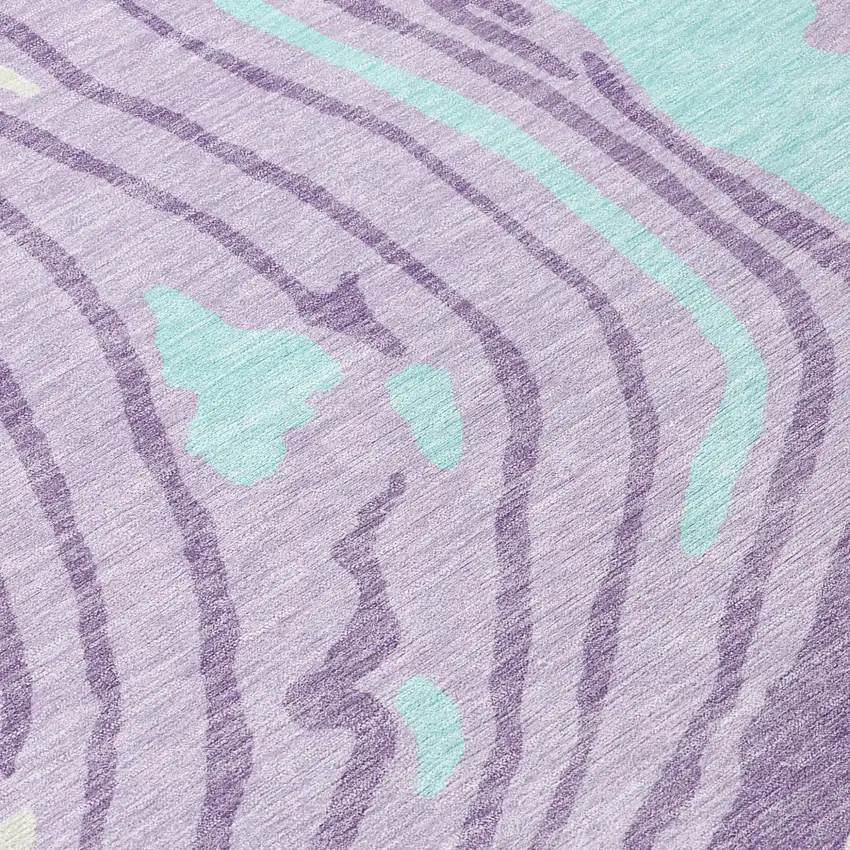 Lavender Sky Blue And Ivory Abstract Washable Indoor Outdoor Area Rug Photo 5