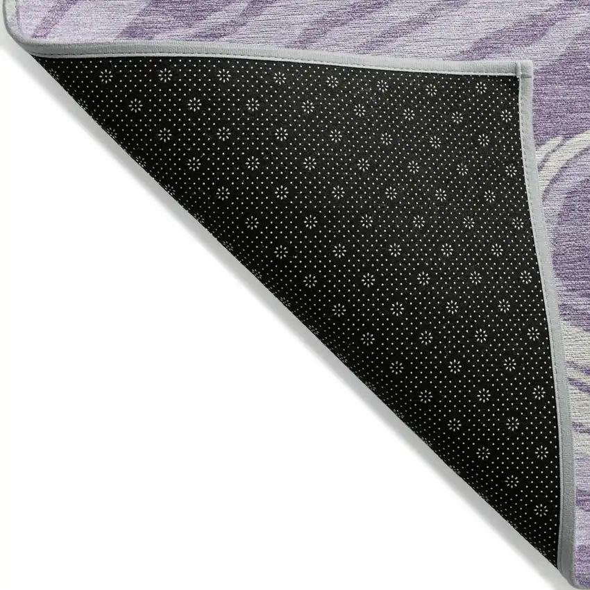 Lavender Sky Blue And Ivory Abstract Washable Indoor Outdoor Area Rug Photo 3