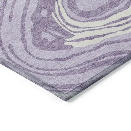 Lavender Sky Blue And Ivory Abstract Washable Indoor Outdoor Area Rug Photo 4