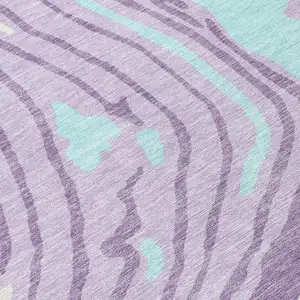 Photo of Lavender Sky Blue And Ivory Abstract Washable Indoor Outdoor Area Rug