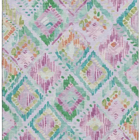 Lavender Teal And Orange Geometric Washable Area Rug With UV Protection Photo 2
