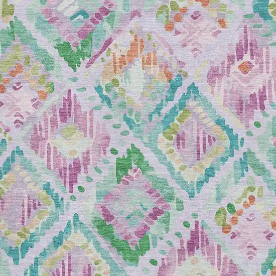 Lavender Teal And Orange Geometric Washable Area Rug With UV Protection Photo 2