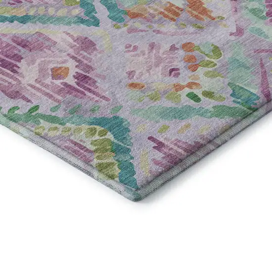 Lavender Teal And Orange Geometric Washable Area Rug With UV Protection Photo 7