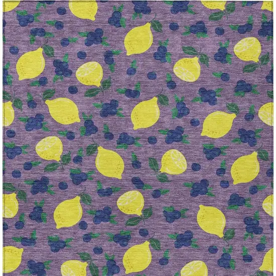 Lavender Yellow And Blue Lemons Washable Indoor Outdoor Area Rug Photo 7