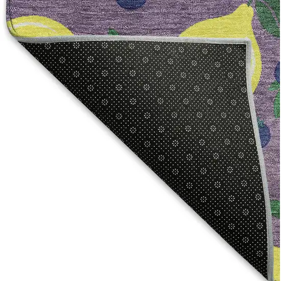 Lavender Yellow And Blue Lemons Washable Indoor Outdoor Area Rug Photo 4