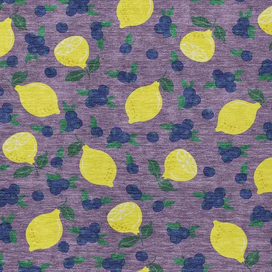 Lavender Yellow And Blue Lemons Washable Indoor Outdoor Area Rug Photo 7