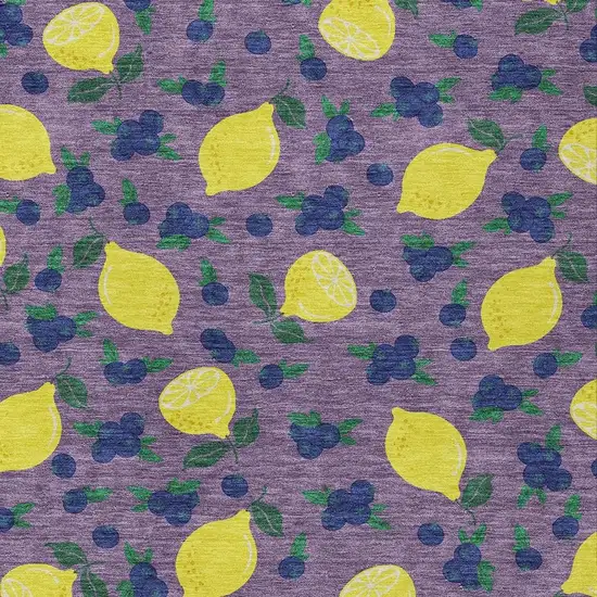 Lavender Yellow And Blue Lemons Washable Indoor Outdoor Area Rug Photo 7