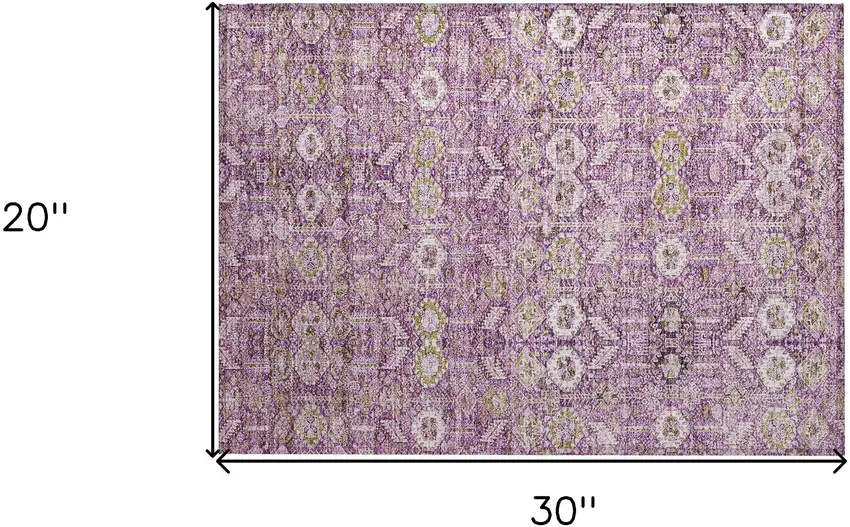 Lavender and Ivory Floral Washable Non Skid Indoor Outdoor Area Rug Photo 3