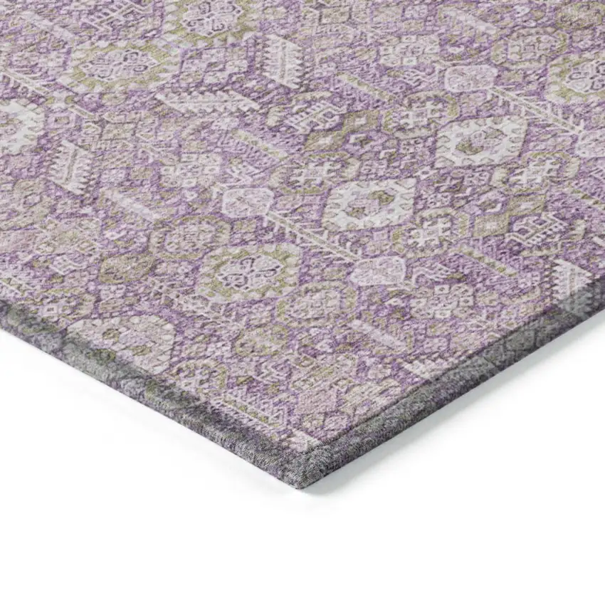 Lavender and Ivory Floral Washable Non Skid Indoor Outdoor Area Rug Photo 7