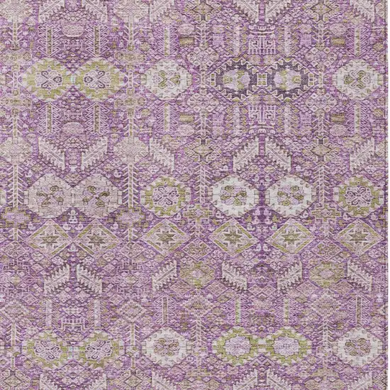 Lavender and Ivory Floral Washable Non Skid Indoor Outdoor Area Rug Photo 6