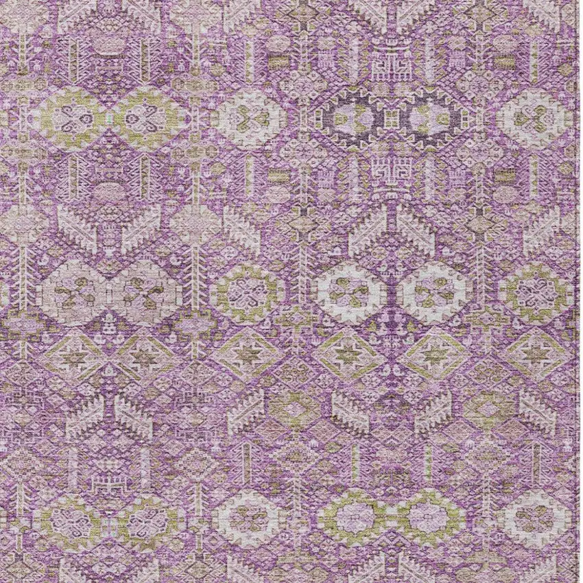 Lavender and Ivory Floral Washable Non Skid Indoor Outdoor Area Rug Photo 6