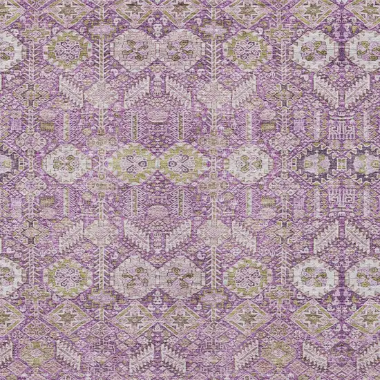 Lavender and Ivory Floral Washable Non Skid Indoor Outdoor Area Rug Photo 8