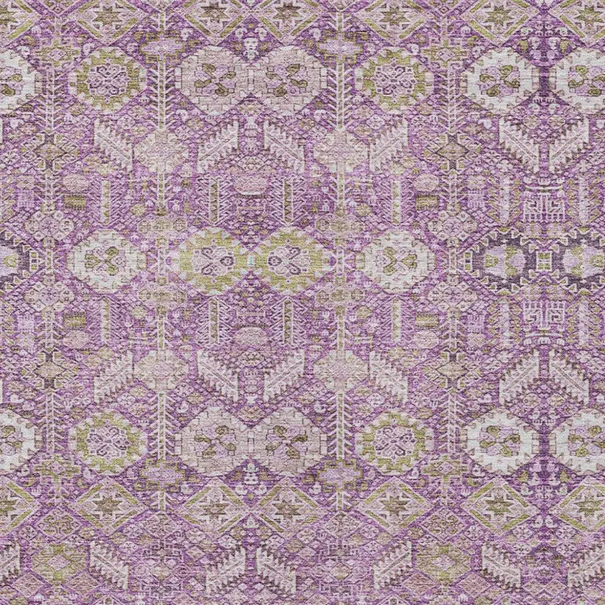 Lavender and Ivory Floral Washable Non Skid Indoor Outdoor Area Rug Photo 8