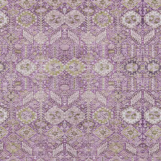 Lavender and Ivory Floral Washable Non Skid Indoor Outdoor Area Rug Photo 8