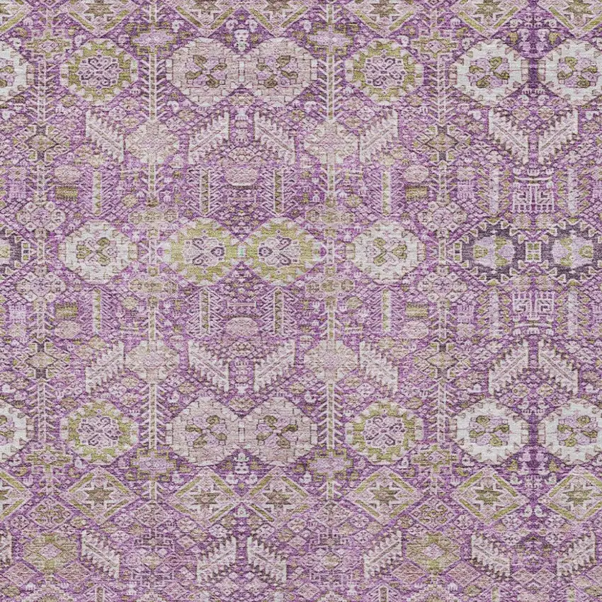 Lavender and Ivory Floral Washable Non Skid Indoor Outdoor Area Rug Photo 8