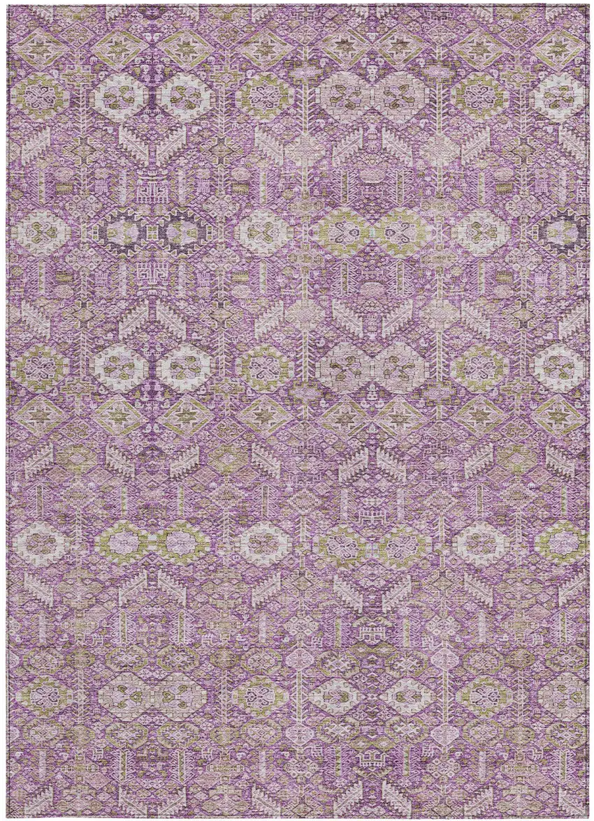 Lavender and Ivory Floral Washable Non Skid Indoor Outdoor Area Rug Photo 5
