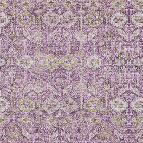 Lavender and Ivory Floral Washable Non Skid Indoor Outdoor Area Rug Photo 6