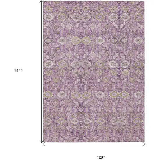 Lavender and Ivory Floral Washable Non Skid Indoor Outdoor Area Rug Photo 3