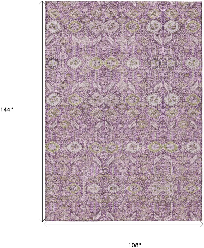 Lavender and Ivory Floral Washable Non Skid Indoor Outdoor Area Rug Photo 3