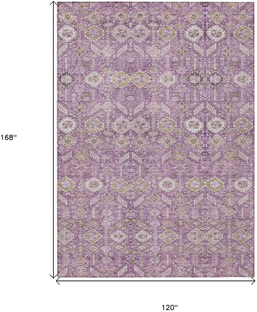 Lavender and Ivory Floral Washable Non Skid Indoor Outdoor Area Rug Photo 3