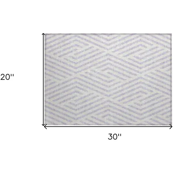 Lavender and Ivory Geometric Washable Non Skid Indoor Outdoor Area Rug Photo 3