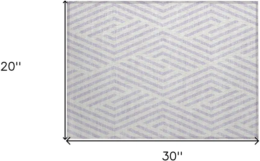 Lavender and Ivory Geometric Washable Non Skid Indoor Outdoor Area Rug Photo 3