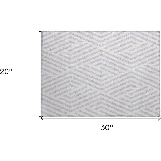 Lavender and Ivory Geometric Washable Non Skid Indoor Outdoor Area Rug Photo 3