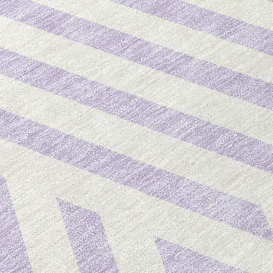 Lavender and Ivory Geometric Washable Non Skid Indoor Outdoor Area Rug Photo 8
