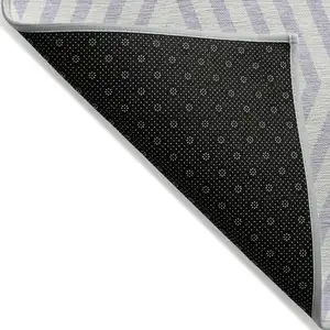 Photo of Lavender and Ivory Geometric Washable Non Skid Indoor Outdoor Area Rug