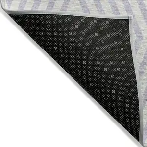 Photo of Lavender and Ivory Geometric Washable Non Skid Indoor Outdoor Area Rug